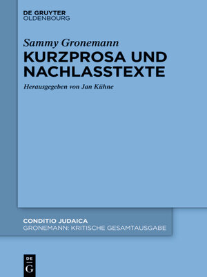 cover image of Kurzprosa und Nachlasstexte